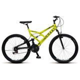 Bicicleta Gps Aro 26 Aço 21 Marchas Dupla Suspensão Freio V-brake Amarelo Neon