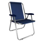 Cadeira Praia Max Alumínio Oversize Reforçada até 140kg Zaka Cor: Azul