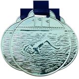 Kit 30 Medalhas De Natação Nado Campeonato Aquático 3,5cm Prata