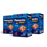 Kit 03 Peixonix Ômega 3 Mastigável Maxinutri Cereja 60 Caps