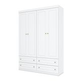 Berço Montessoriano E Guarda Roupa Infantil Americano 4 Portas Branco Com Colchão Ortobom - Henn