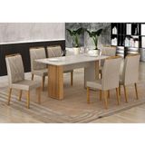 Mesa De Jantar Ambiente Júlia 160x80cm Cinamomo Off White Com 6 Cadeiras Lara Veludo Bege - Valdemóveis