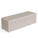 Calçadeira Báu Queen Size Atena 160cm Capitonê Suede Bege Claro - Desk Design