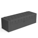 Calçadeira Báu Queen Size Atena 160cm Capitonê Linho Cinza Escuro - Desk Design
