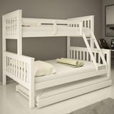 Treliche De Madeira Com Cama Casal/solteiro E Cama Auxiliar Totalità Cor:branco