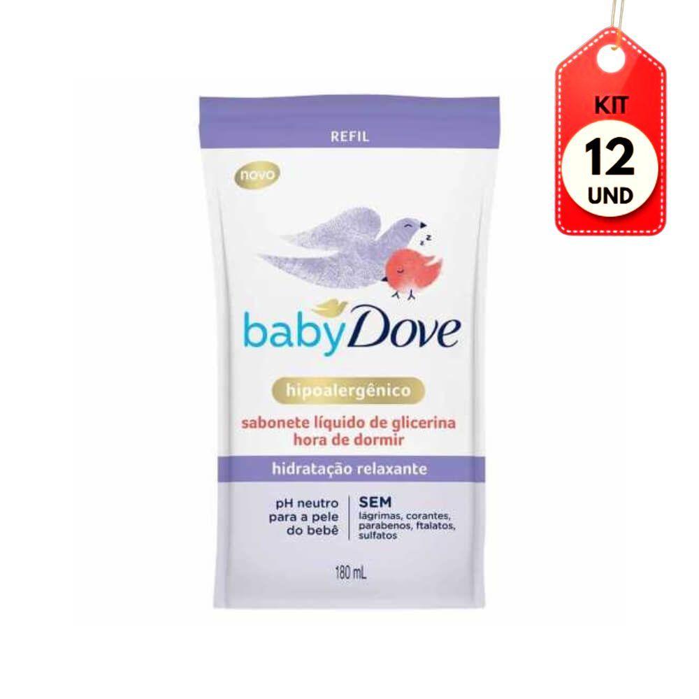 Kit C-12 Dove Baby Sabonete Líquido Hidratação Relaxante Refil 180ml