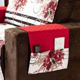 Protetor Sofa Estampado Isabela 2 E 3 Lugares - Floral Vermelho-preto