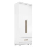 Guarda-roupa 2 Portas 1 Gaveta Smart Plus Espresso Móveis Branco