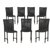 7 Cadeiras De Jantar Cannes De Alumínio Pintura Marrom Trama Preto