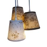 Lustre Pendente Luminária Teto Floral Bege E Branco Bivolt