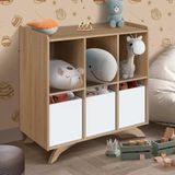 Nicho Organizador Infantil Com 6 Nichos Aveiro Oak Com 3 Cubos Brancos Olma Shop Jm