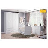 Quarto De Bebê Ambiente Mississipi 4 Portas Com Berço Montessoriano Americano Branco Hp - Henn