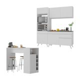 Cozinha Compacta Com Bancada Americana/mesa Veneza Multimóveis Mp2211 Branco Branco