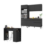 Cozinha Compacta Com Bancada Americana/mesa Veneza Multimóveis Mp2211 Preto Preto