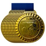 20 Medalhas De Natação Aquática 4.5cm - Acompanha Fita Azul Ouro