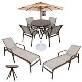 Kit De Piscina Cadeiras, Mesas, Ombrelone, Espreguiçadeiras Marrom