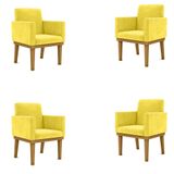 Kit 4 Poltronas Amarelo Reforçadas Penteadeira Quarto