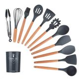 Kit Jogo De Escumadeiras 12 Peças Silicone + Inox Cozinha