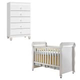 Berço Americano Mirelle E Cômoda Gaveteiro Ternura Baby Branco Brilho - Incorplac