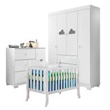 Quarto De Bebê Ane Com Berço Americano Lila Branco Brilho - Phoenix Baby
