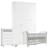 Quarto De Bebê 4 Portas Ternura Baby Com Berço Lara Branco Brilho - Incorplac