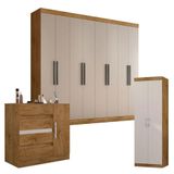Guarda-Roupa Casal Prime 1684 Cômoda 8000 e Multiuso 6020 Freijó Baunilha - Araplac