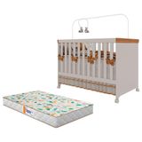 Berço Americano Mini Cama Antonella Off White Caramelo Com Colchão Gazin - Canaã