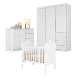 Quarto De Bebê Blenda Com Berço Americano Realeza Branco Acetinado - Phoenix Baby