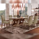 Conjunto Sala De Jantar Genova Chocolate-off White Com 6 Cadeiras Luísa Estofadas Suede - Marrom