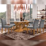 Conjunto Sala De Jantar Genova Cinamomo/off White Com 6 Cadeiras Genova Estofadas Suede - Cinza