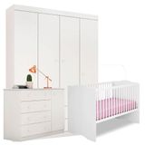 Quarto De Bebê Helena Com Berço Alegria Branco Brilho - Phoenix