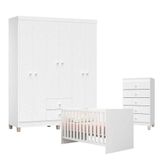 Quarto De Bebê Ternura Baby 6 Portas Com Cômoda Gaveteiro Branco Brilho - Incorplac