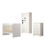 Quarto De Bebê 100% Mdf Berço Minicama Com Colchão, Cômoda E Guarda Roupa 3 Portas Life Branco