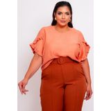 Blusa Feminina Plus Size Com Detalhe Em Babados