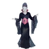 Fantasia Infantil Vampira Halloween Vestido Teia Aranha + Cinto Corselet