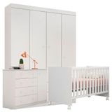 Quarto De Bebê Helena Com Berço Doce Sonho Branco Brilho - Phoenix