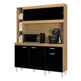 Cozinha Kit Duda 140 Cm Damasco Preto - Poquema