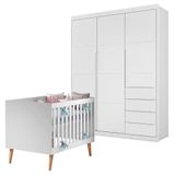 Berço Americano Ludmila E Guarda Roupa Blenda Branco Acetinado - Phoenix