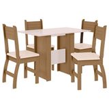 Mesa De Jantar Com 4 Cadeiras Milano Carvalho Off White - Poliman