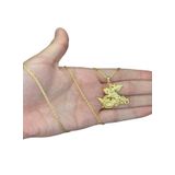 Cordão Cadeado 1mm + Pingente São Jorge - Banhado A Ouro