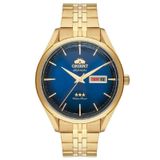 Relógio Orient Automático Dourado Masculino Azul F49Gg006