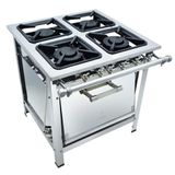 Fogão Industrial 4 Bocas 30x30 Com Forno Luxo M18 Metalmaq Fogão Baixa Pressão Inox M18 Gás Glp