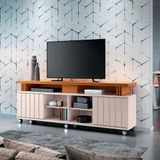 Rack Bancada Para Sala Ambiente Rivera 1.8 Off White Cinamomo - Hb Móveis
