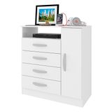 Comoda Delta Quarto Com 4 Gavetas E 1 Porta Branco Branco