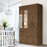 Guarda Roupa De Bebê Com Espelho 4 Portas 2 Gavetas Castanho Wood Martin Shop Jm