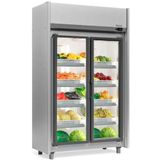 Expositor Vertical Hortifruti 2 Portas De Vidro Geas2p Gelopar Auto Serviço Hortifruti Inox 220v