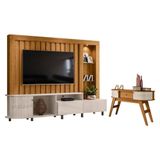 Estante Home Theater Le Mans Com Aparador Estoril Naturale Off White - Madetec