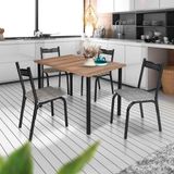 Mesa De Jantar 4 Lugares Para Apartamento Pequeno Preto Carvalho Manteiga Alba Shop Jm