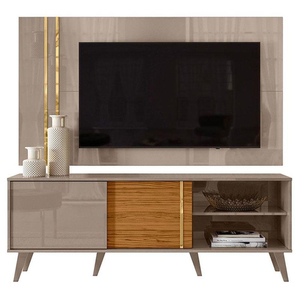 Rack Bancada E Painel Para Tv Cronos Fendi Naturale - Madetec