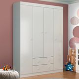 Guarda Roupa De Bebê 4 Portas 2 Gavetas 100% Mdf Branco Eduarda Shop Jm Baby